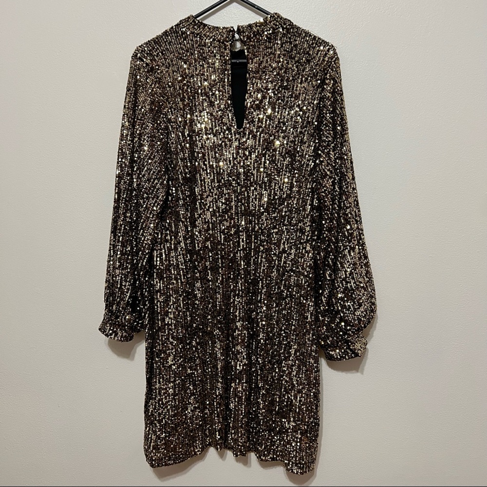 Eloquii Mock Neck Sequin Dress With Puff Sleeve - Picture 5 of 7